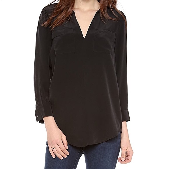 Joie Black Silk Margo Blouse with Grey Accents - Picture 10 of 12